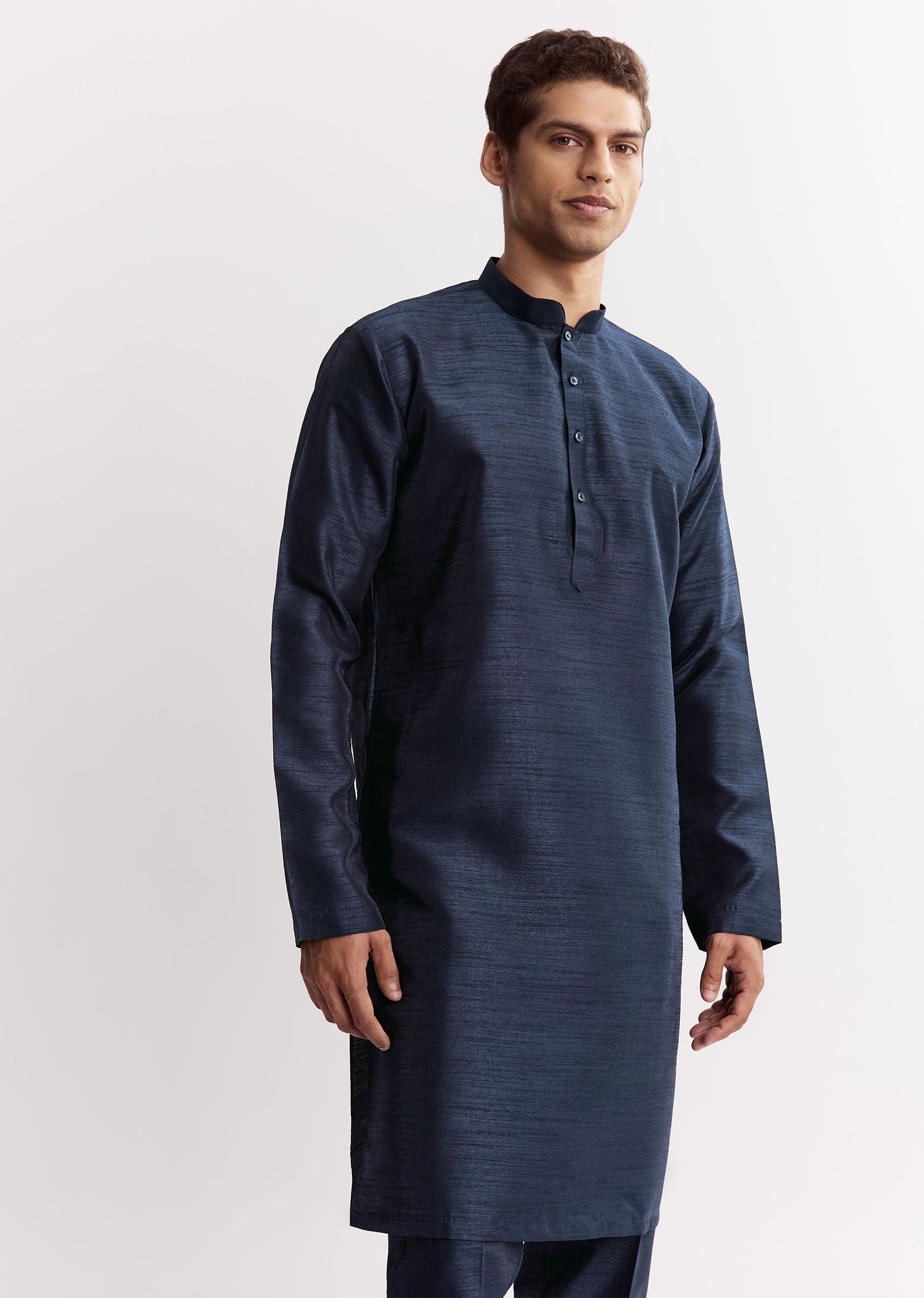 Blue Silk Printed Jacket Kurta Set With Floral Motifs - Image 6