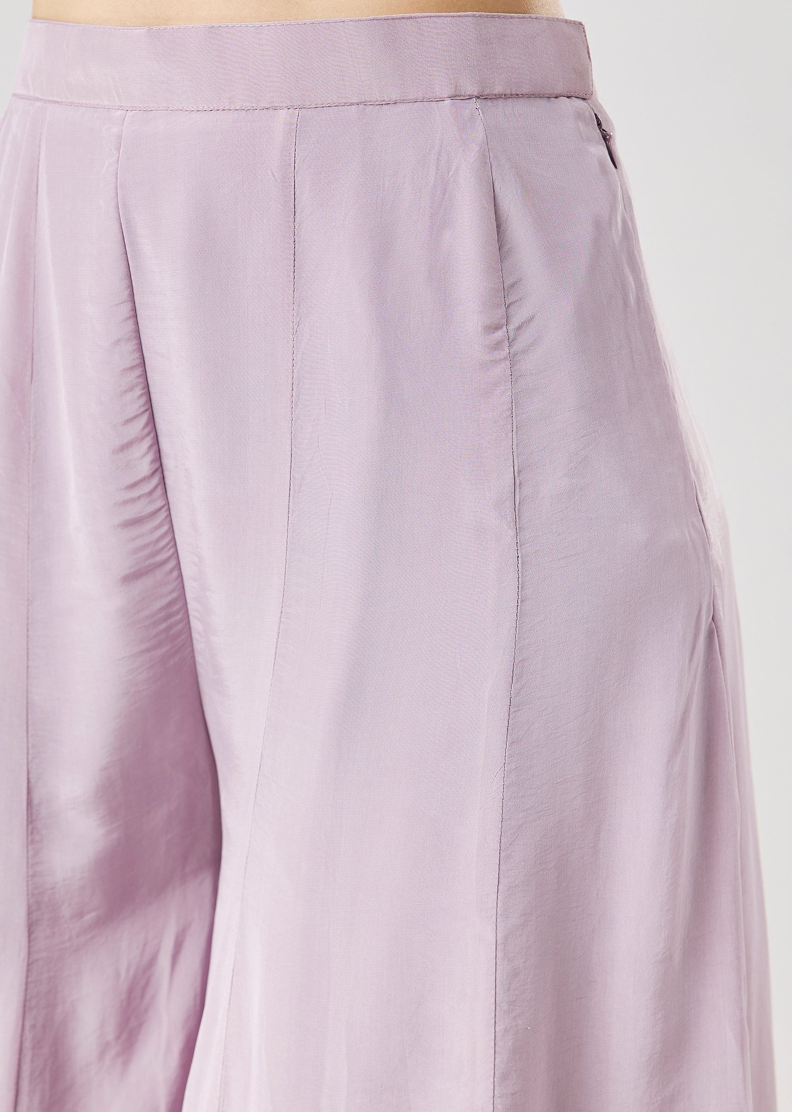 Lilac Embroidered Peplum Palazzo Set With Dupatta - Image 6