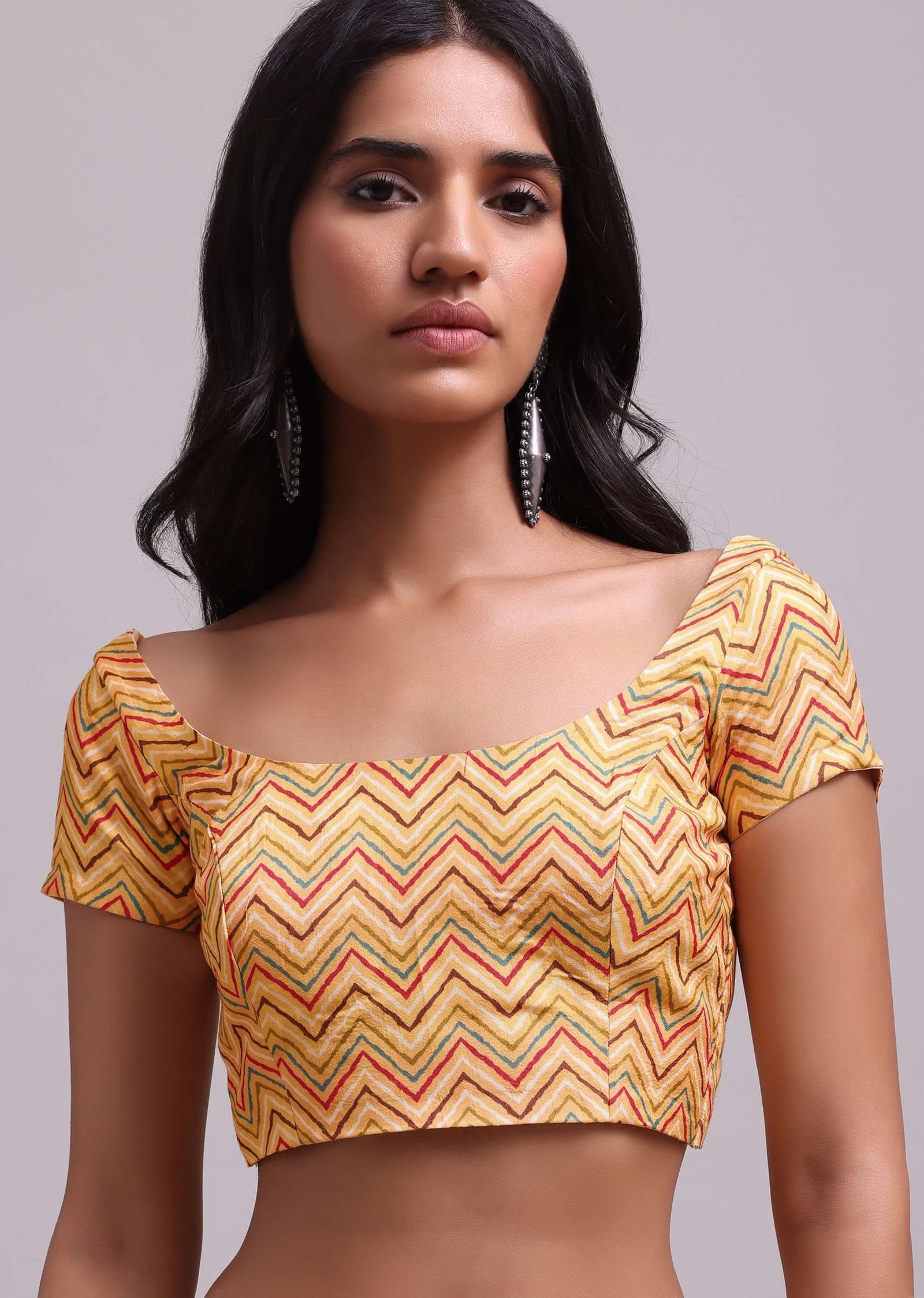 Amber Yellow Festive Saree In Muslin With Floral Prints And Gota Patti Border Work - Image 8