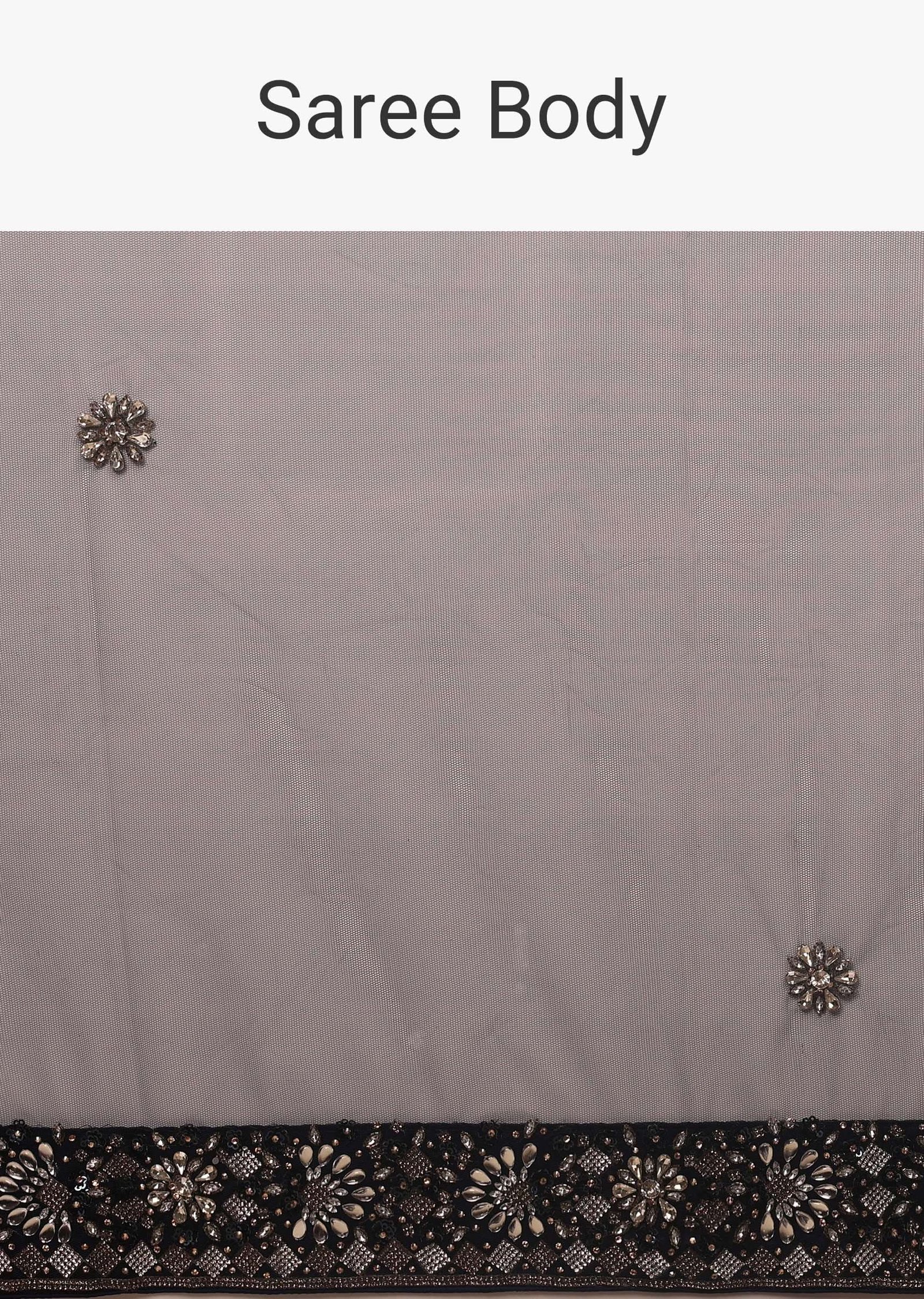 Peacoat Blue Saree With The Crop In Stones Embellishment - Image 8