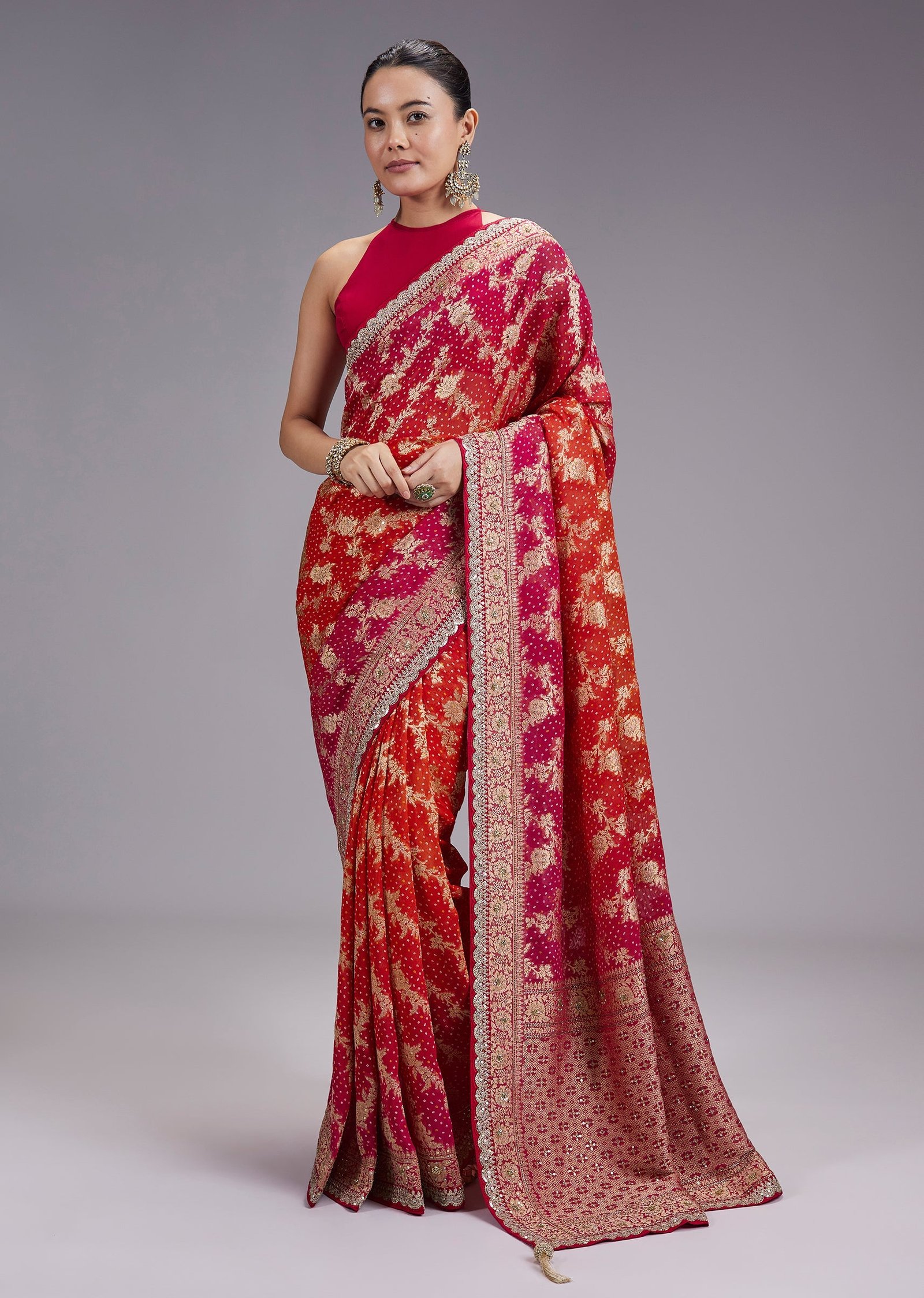 Rani Pink Festive Woven Dola Silk Saree - Image 3