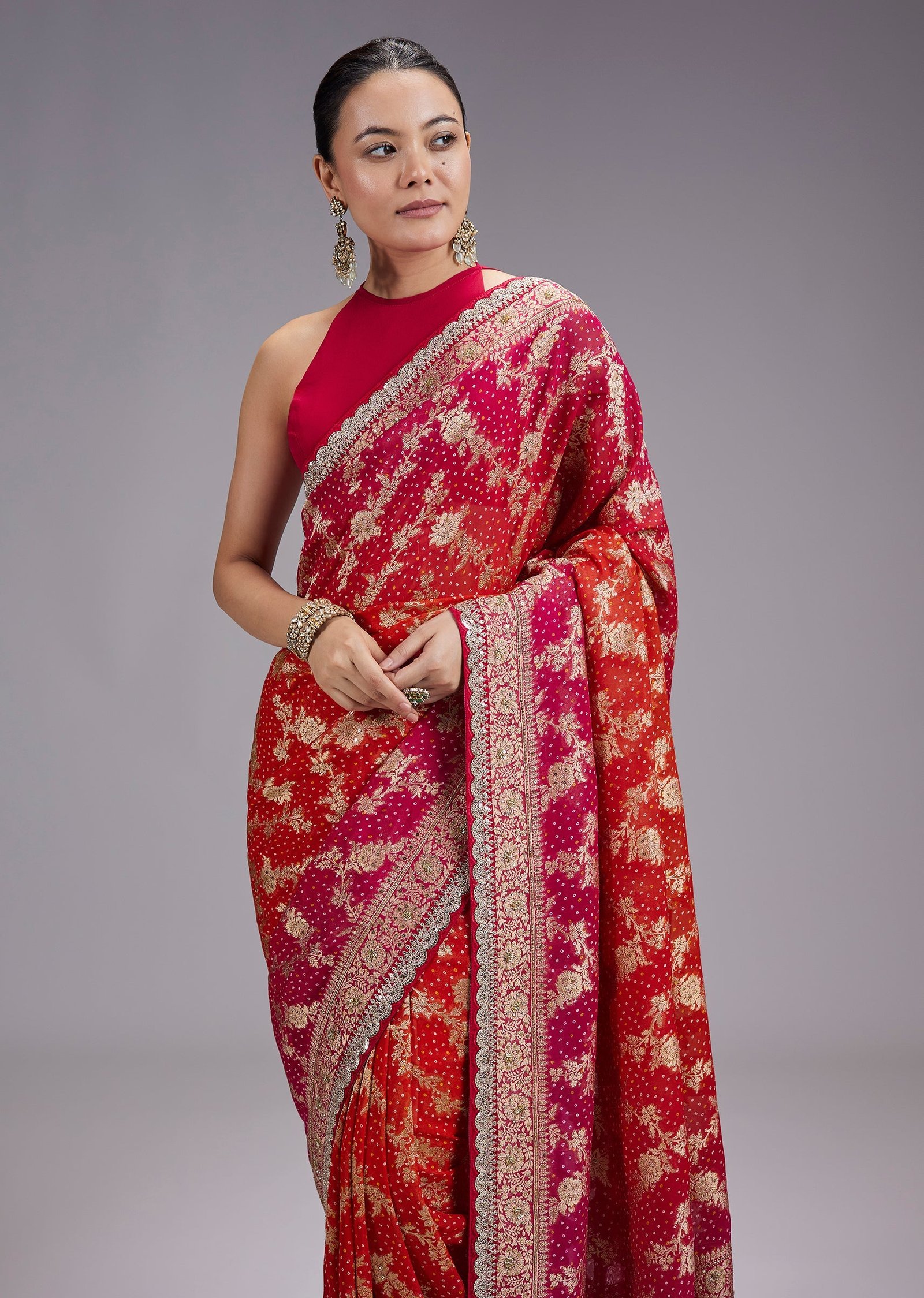 Rani Pink Festive Woven Dola Silk Saree - Image 5